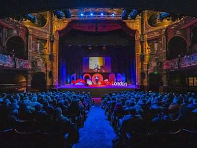 View of audience and stage at TEDxLondon event