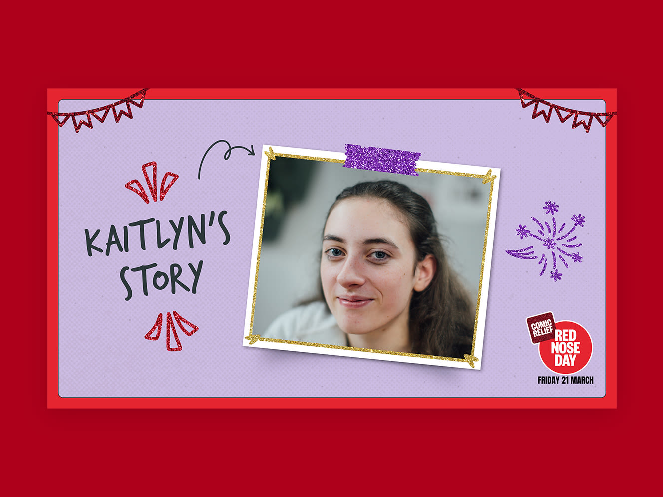 Image of Learning Resource featuring Kaitlyn's story on a red background