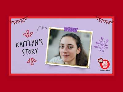 Image of Learning Resource featuring Kaitlyn's story on a red background