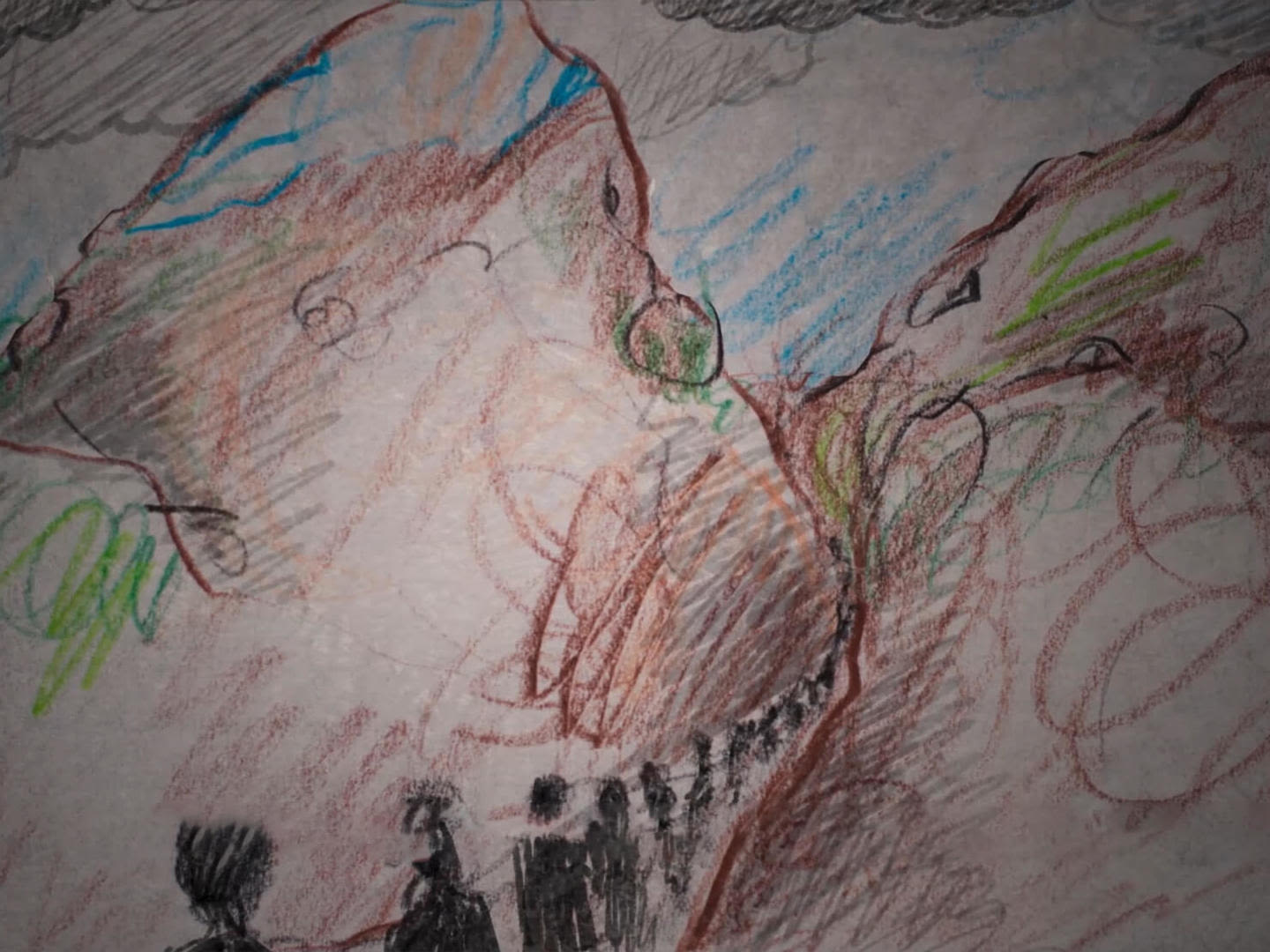 Drawing of mountainous journey