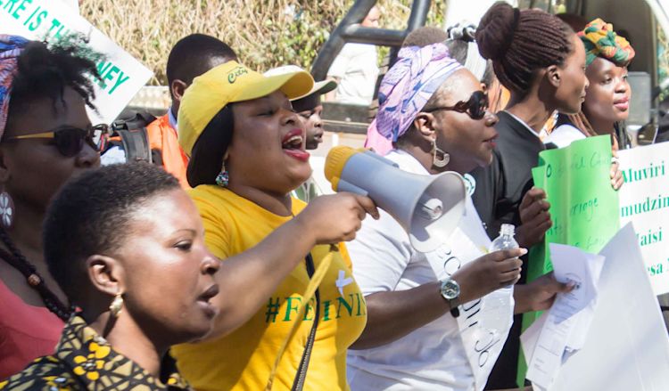 Women's movement in Zimbabwe marching