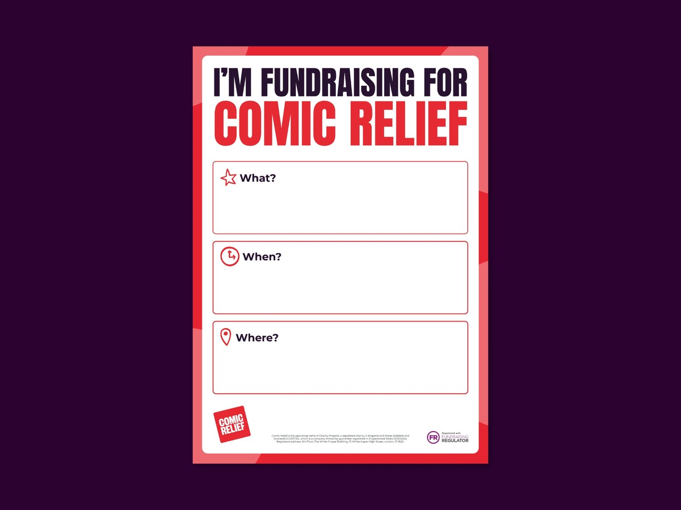 I'm fundraising for Comic Relief event poster