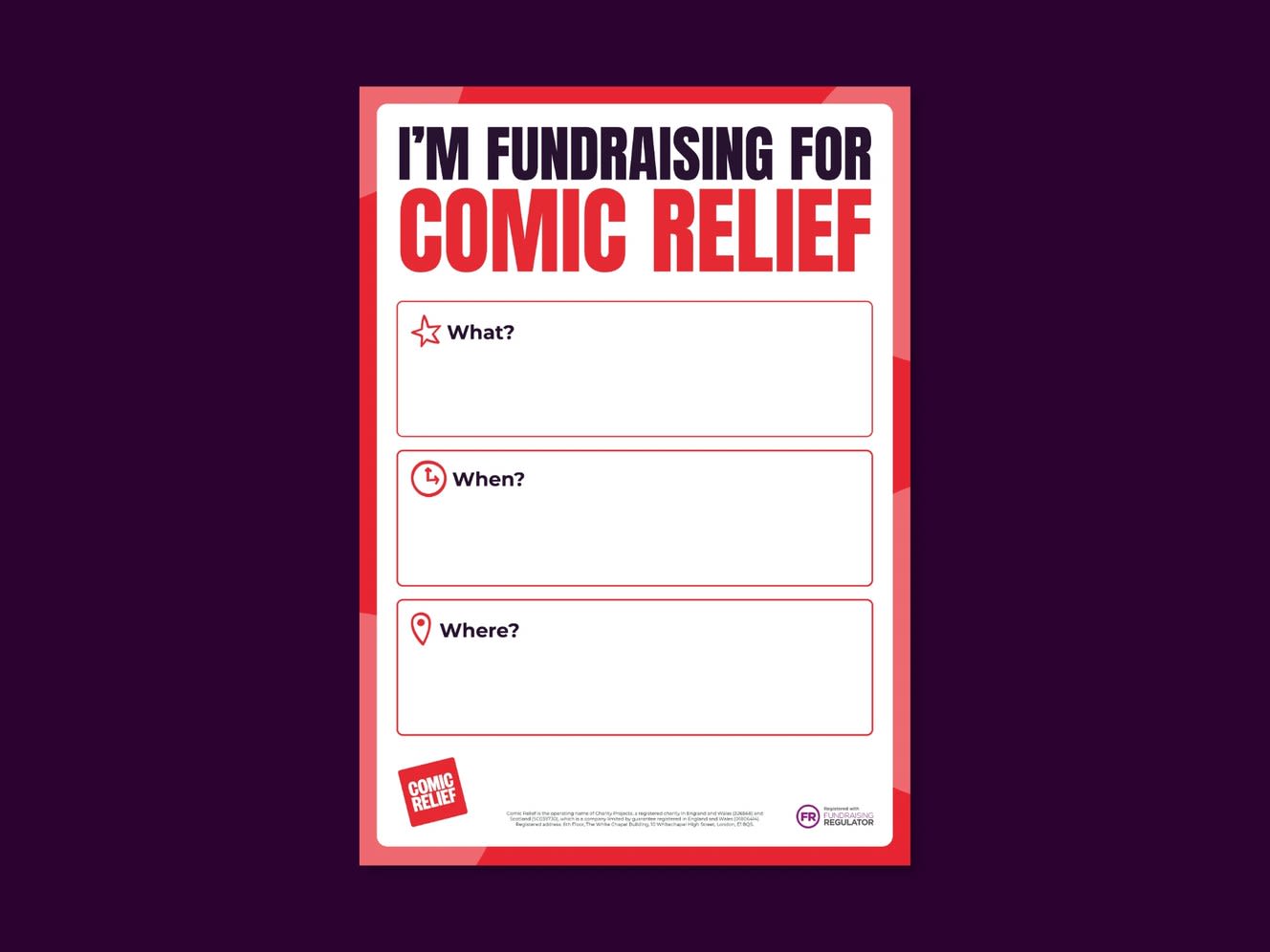 I'm fundraising for Comic Relief event poster