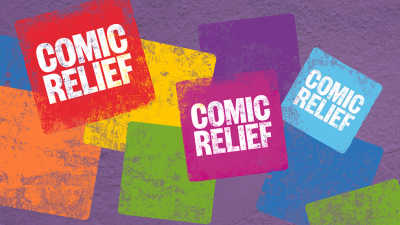 Comic Relief logo in an array of colours