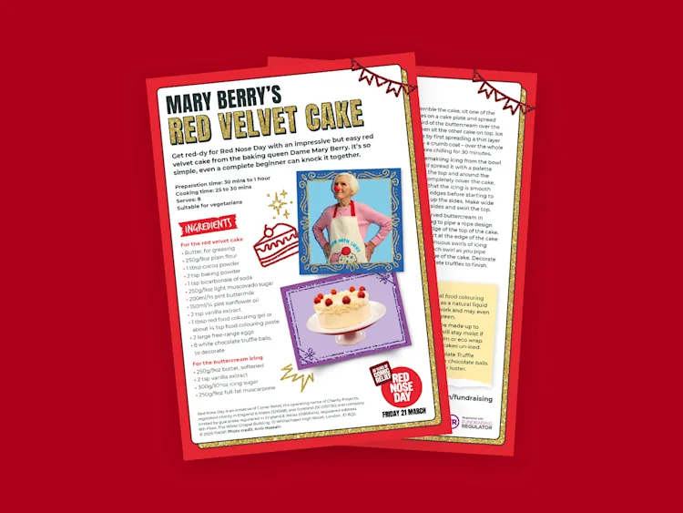 Recipe card for red velvet cake