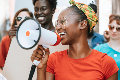 Woman with megaphone