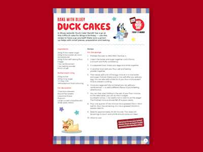 Comic relief recipe card for duck cakes