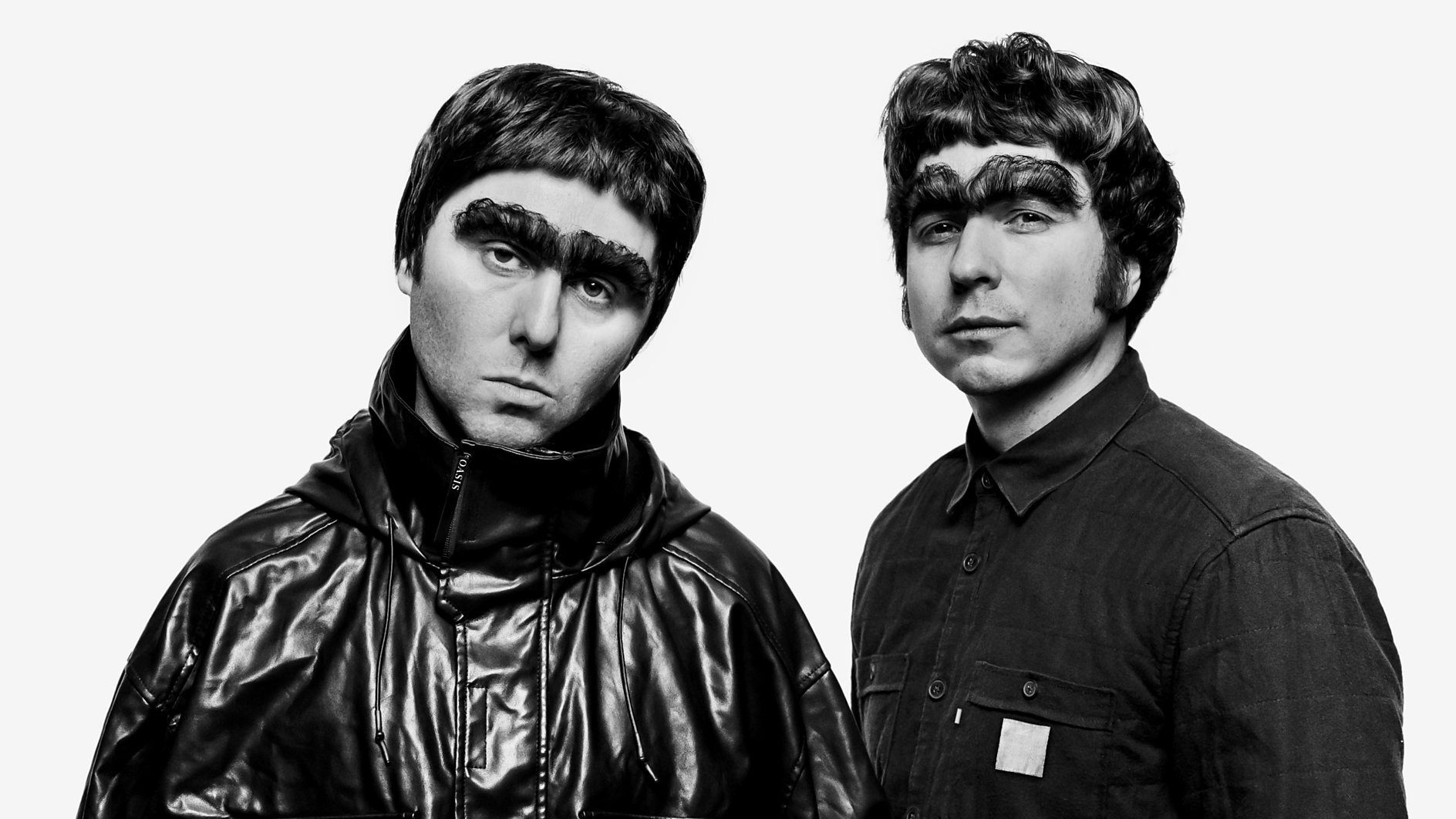 James Buckley and Joe Thomas dressed as Liam and Noel Gallagher for Red Nose Day sketch