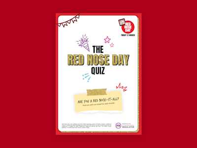 Image of Red Nose Day Secondary School Quiz learning resource on a red background