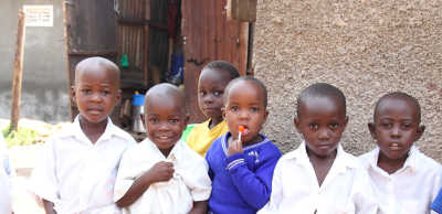 Children posing in their school uniforms
