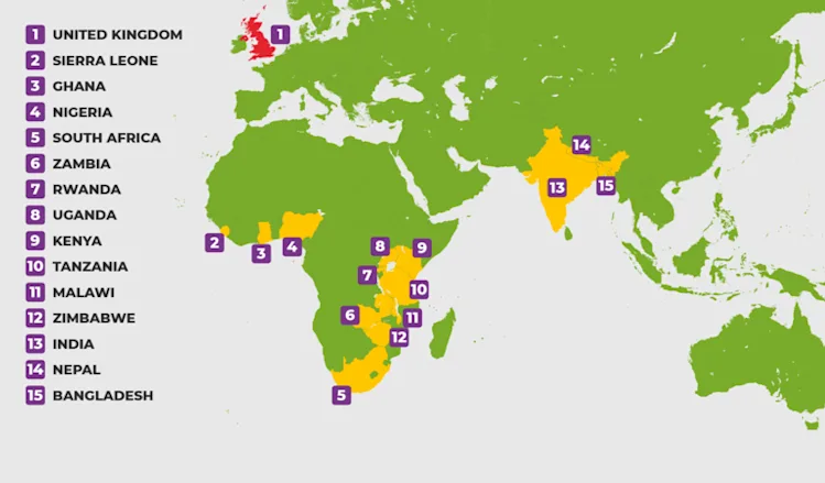 Distribution of our work by country