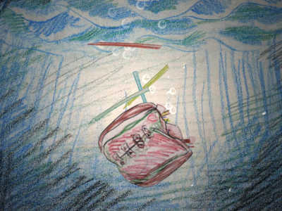 Drawing of Farhad's belongings in water