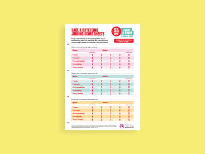 Red Nose Day 2022 Community baking competition score sheet