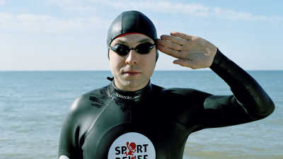 David Walliams in his Sport Relief wetsuit