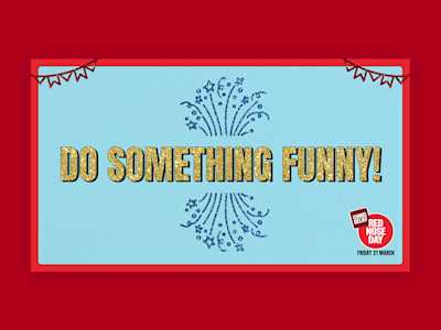 Image of Red Nose Day Do Something funny poster on a red background