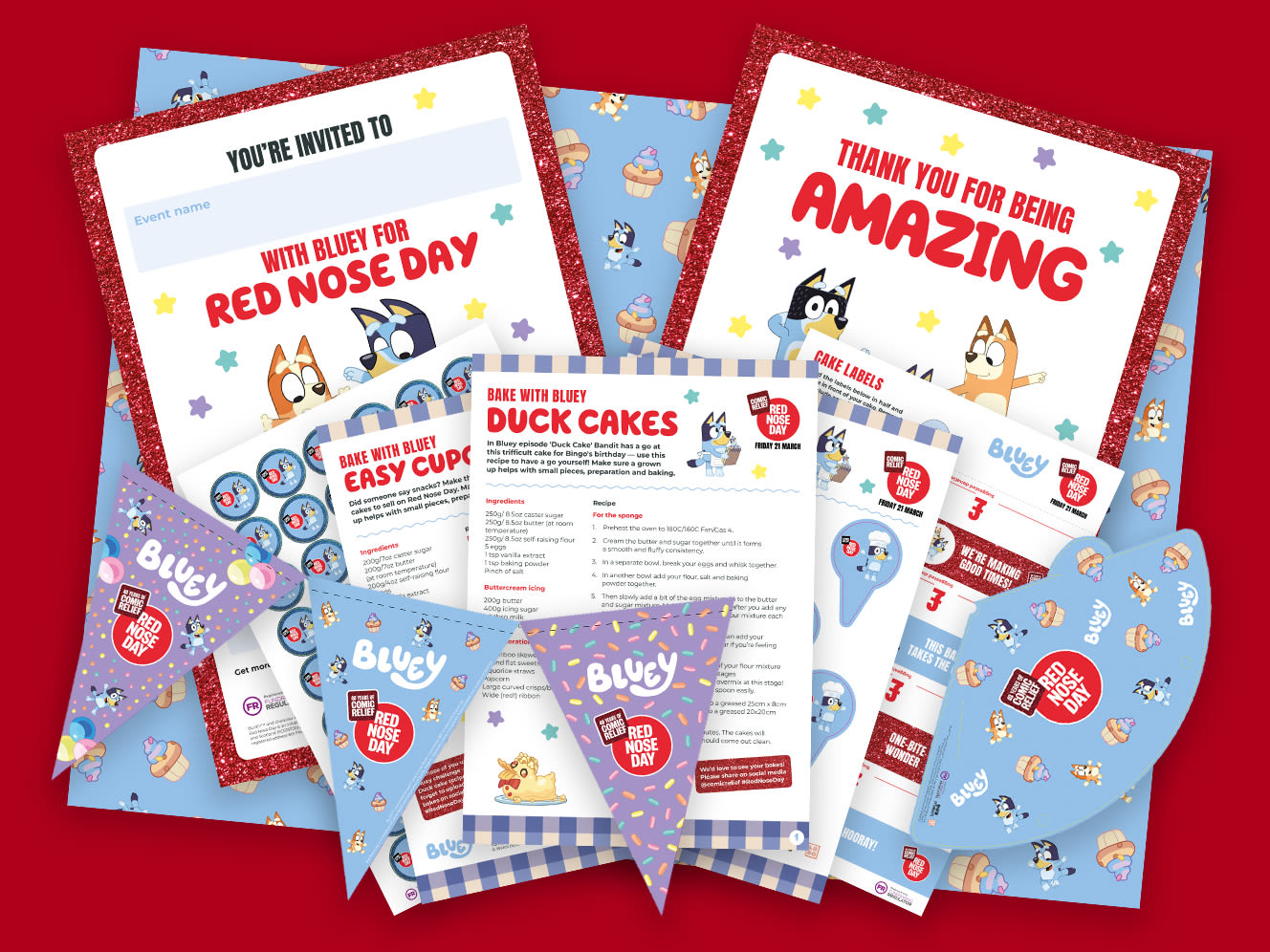 Image of items included in the Bluey Bake pack
