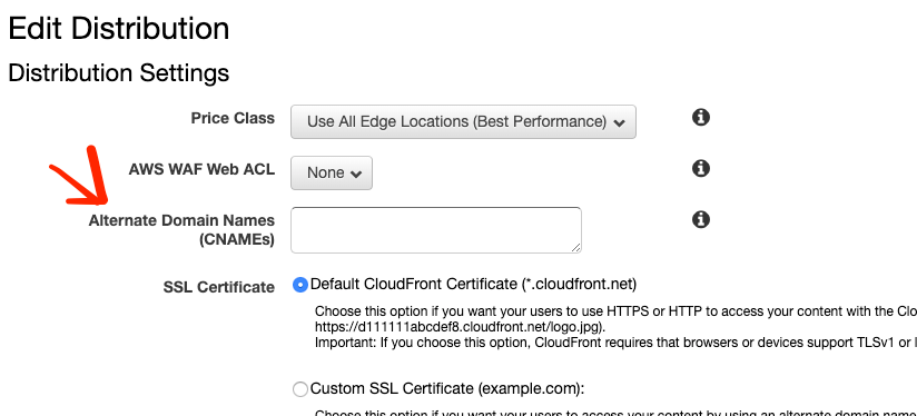 CloudFront edit custom domain