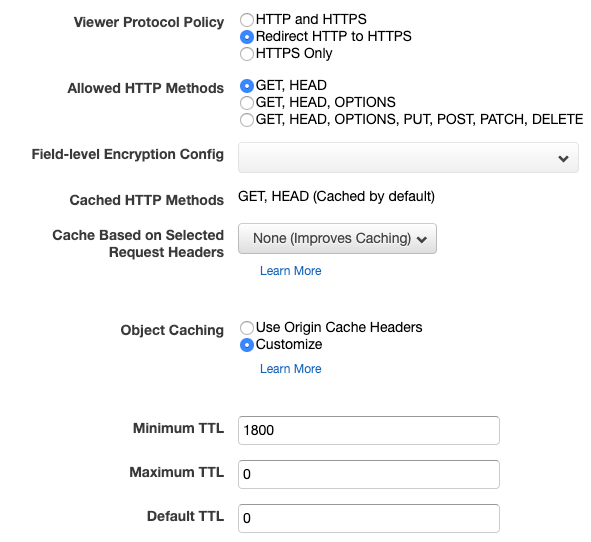 CloudFront Behavior Policies