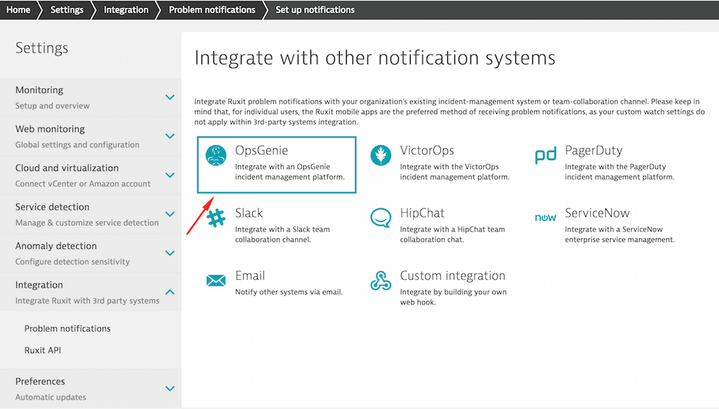 Opsgenie integration