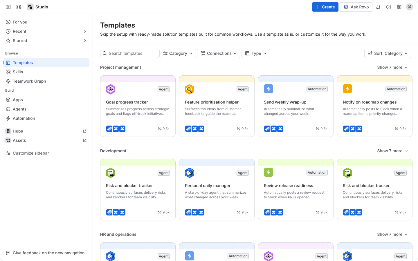 Create with a selection of templates