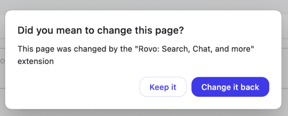 Screenshot of the "Did you mean to change this page" modal in Chrome