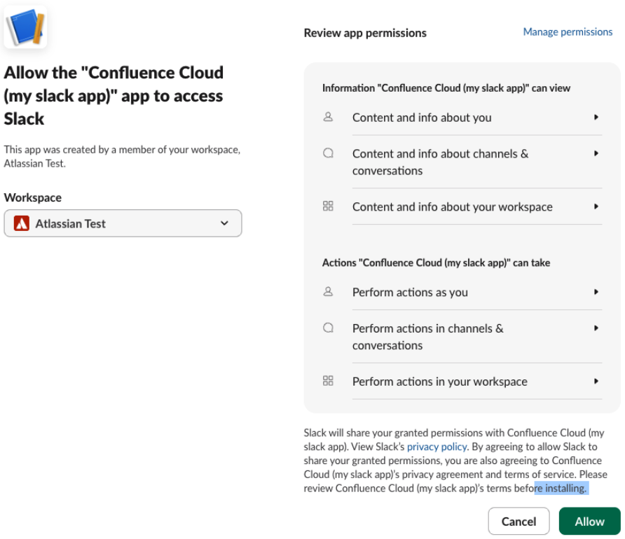 Verify Slack Custom Integration workspace and permissions