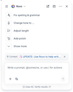 The Rovo action bar in Confluence.