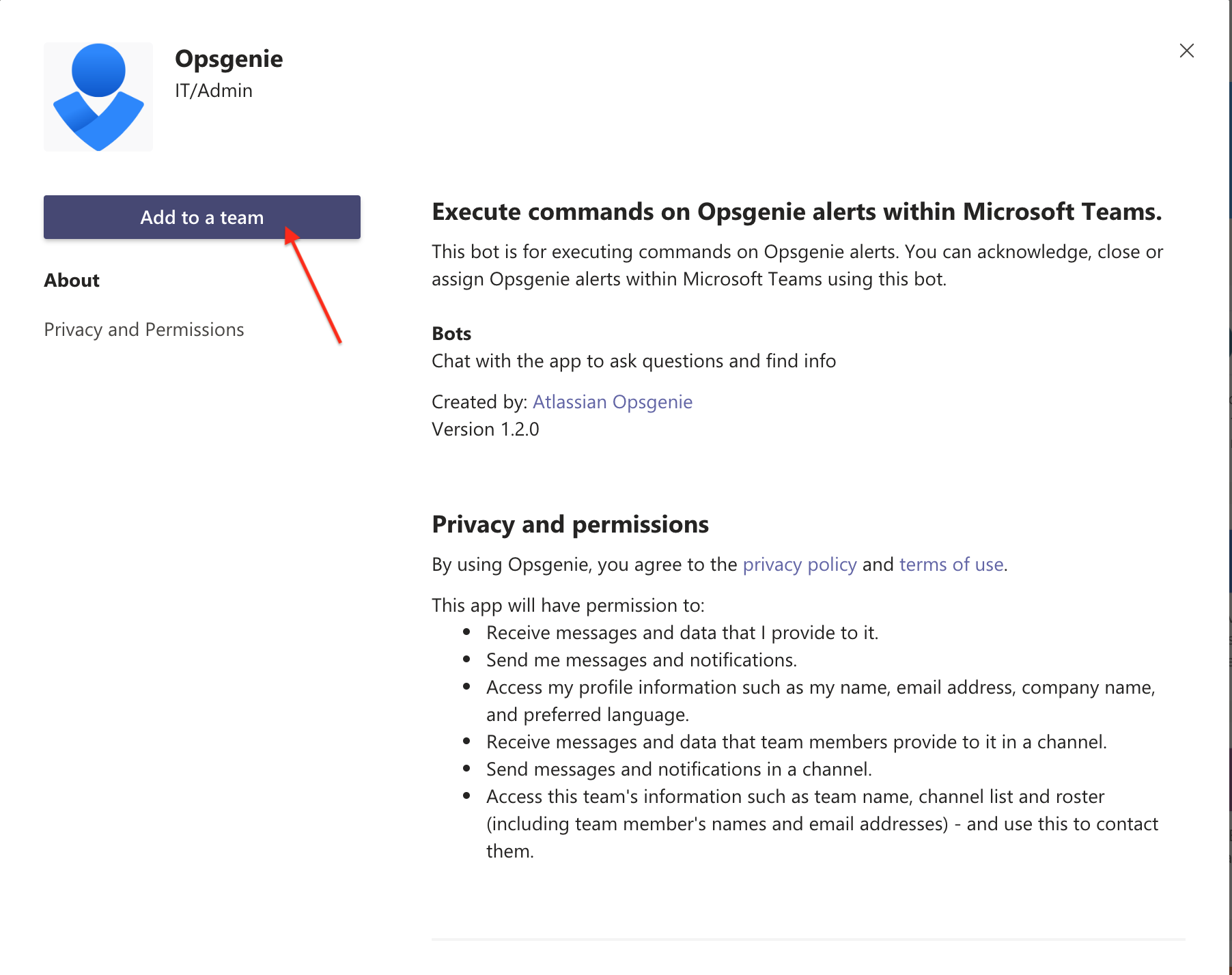 Microsoft Teams に Opsgenie アプリを追加