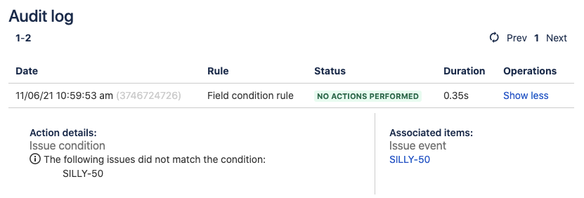 Field condition rule