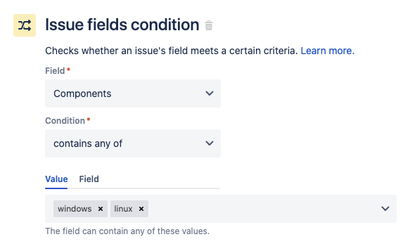 Verify the letter case on the field condition