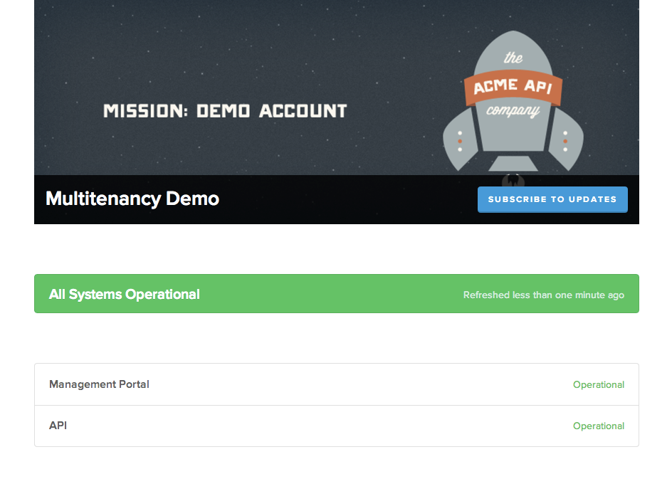 screenshot of multitenancy demo