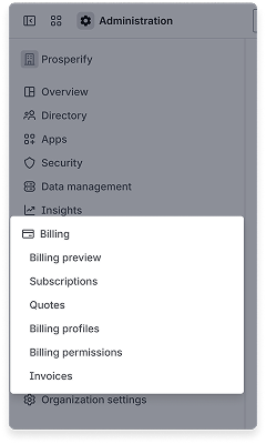 Billing page in Atlassian Administration, which is the seventh item in the primary navigation.
