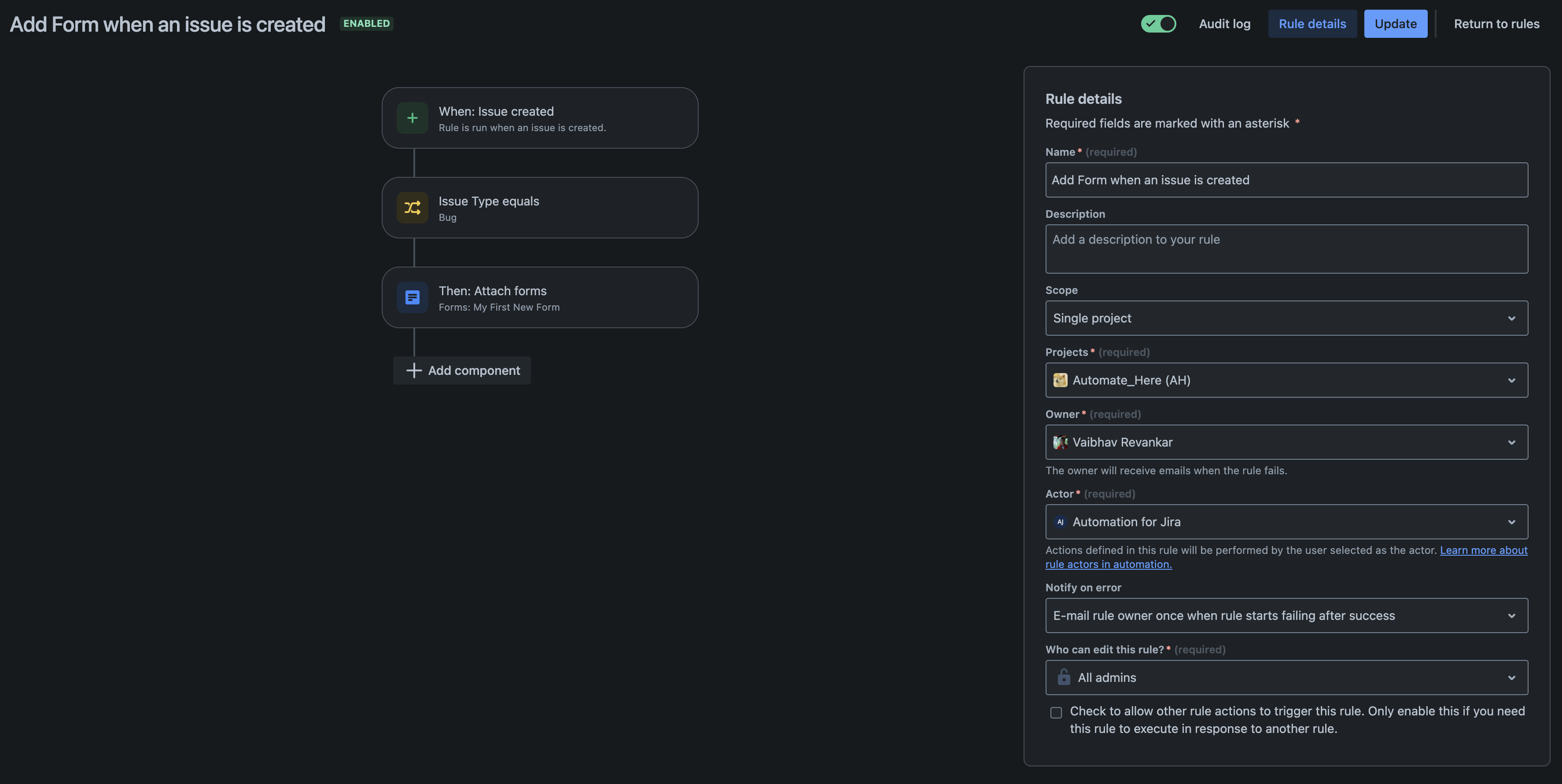 Add Form Automation Rule