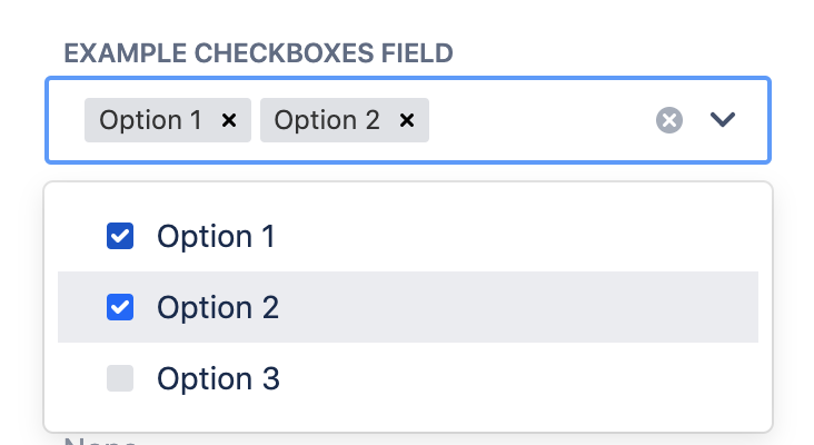 Screenshot of checkbox fields