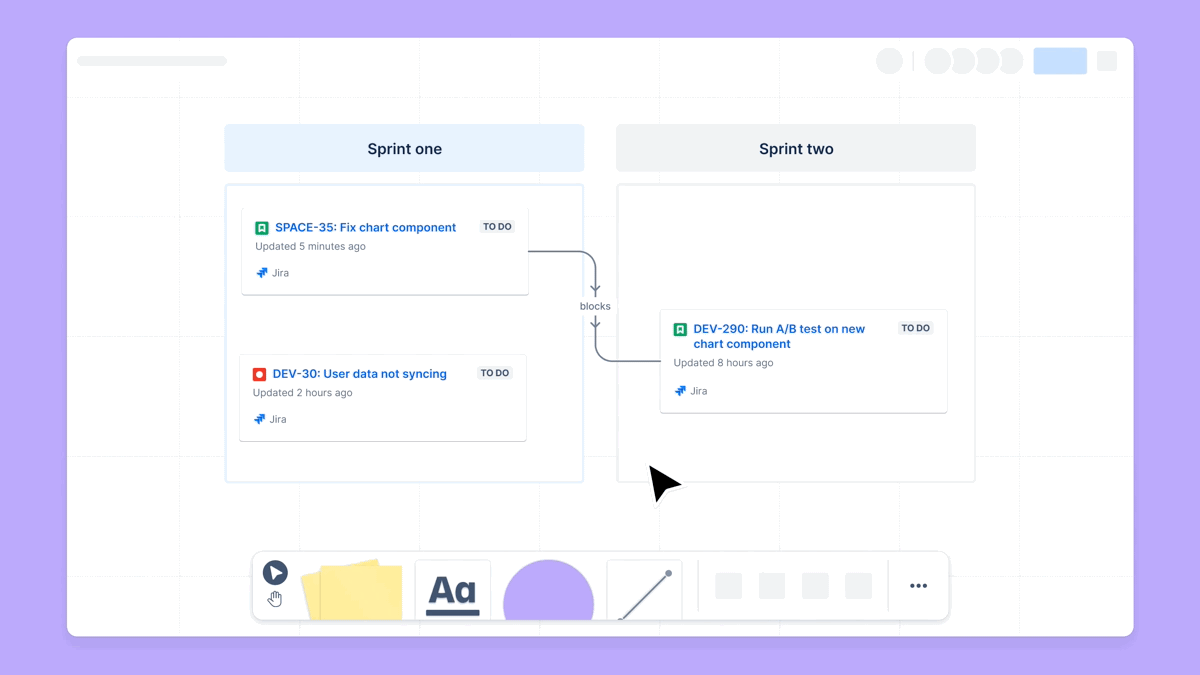 Editing two issues linked on a whiteboard