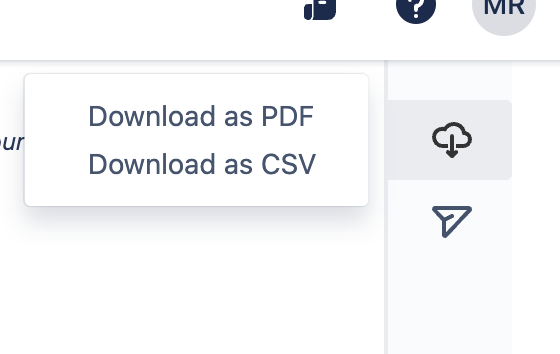 ダッシュボードを PDF または CSV としてダウンロードする