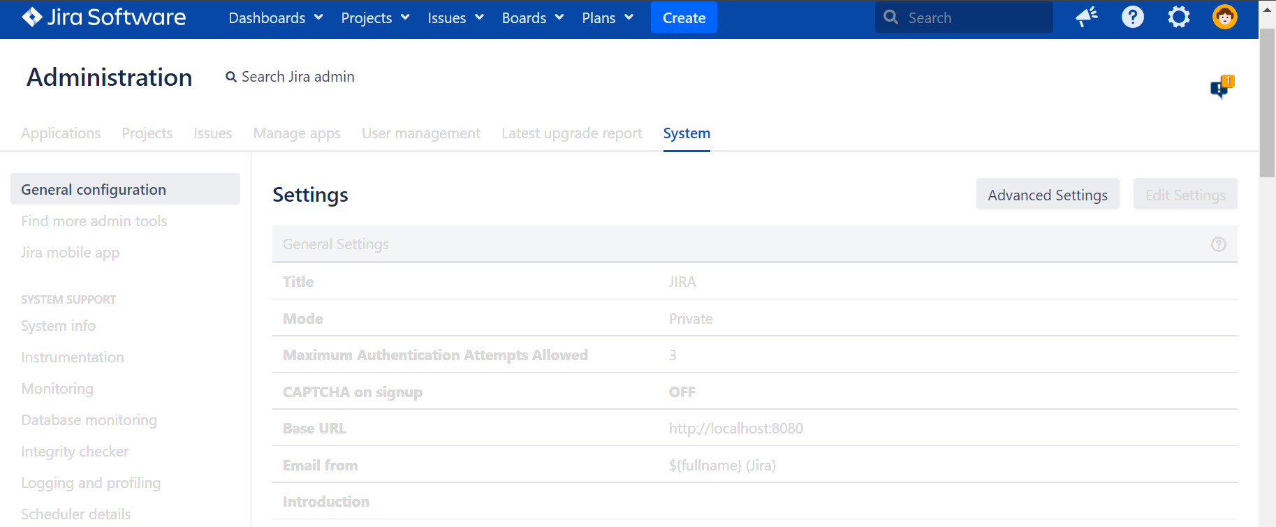 advanced settings security header