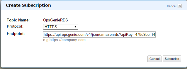 Amazon RDS サブスクリプションの作成