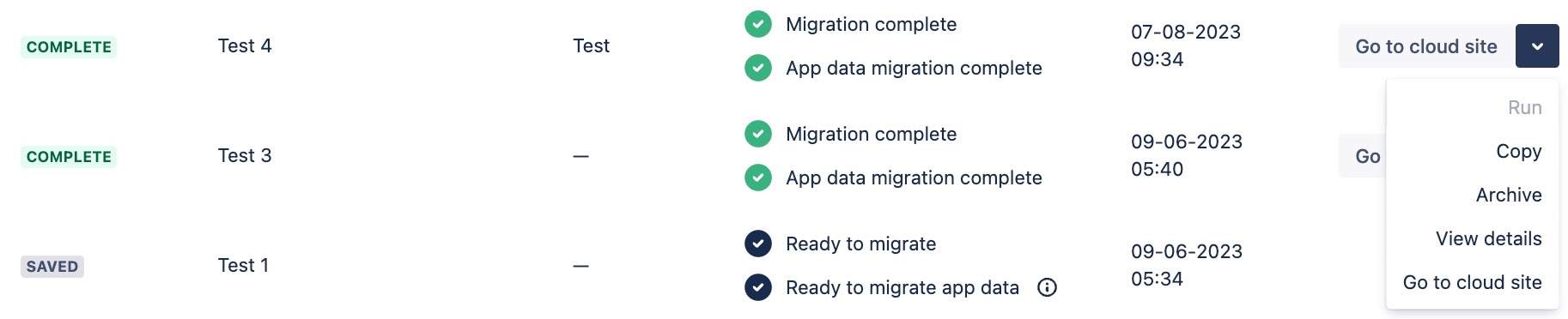 Archive a migration