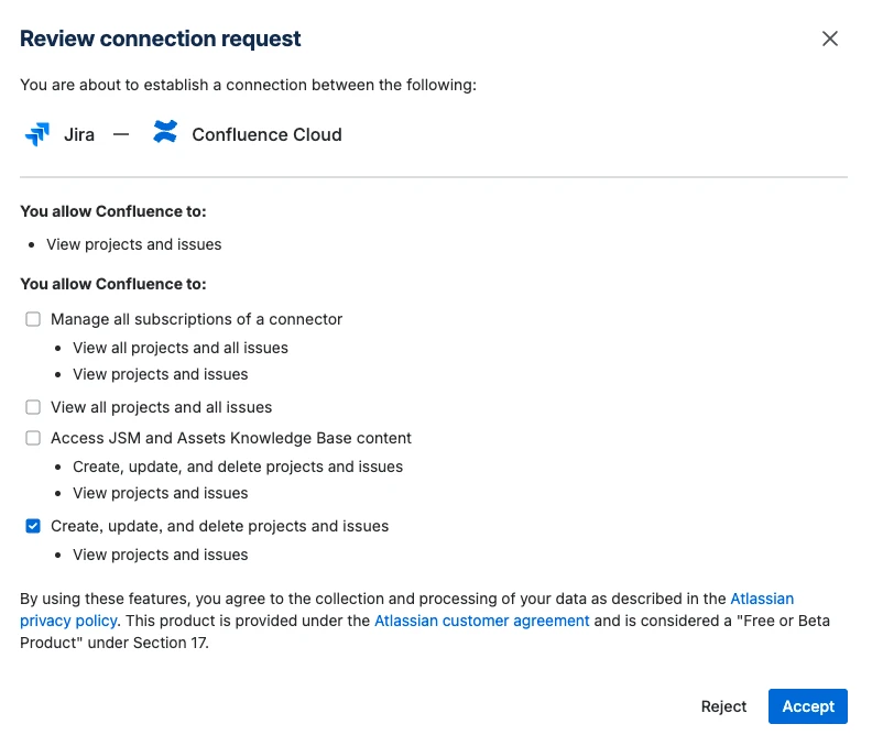 Review connection request