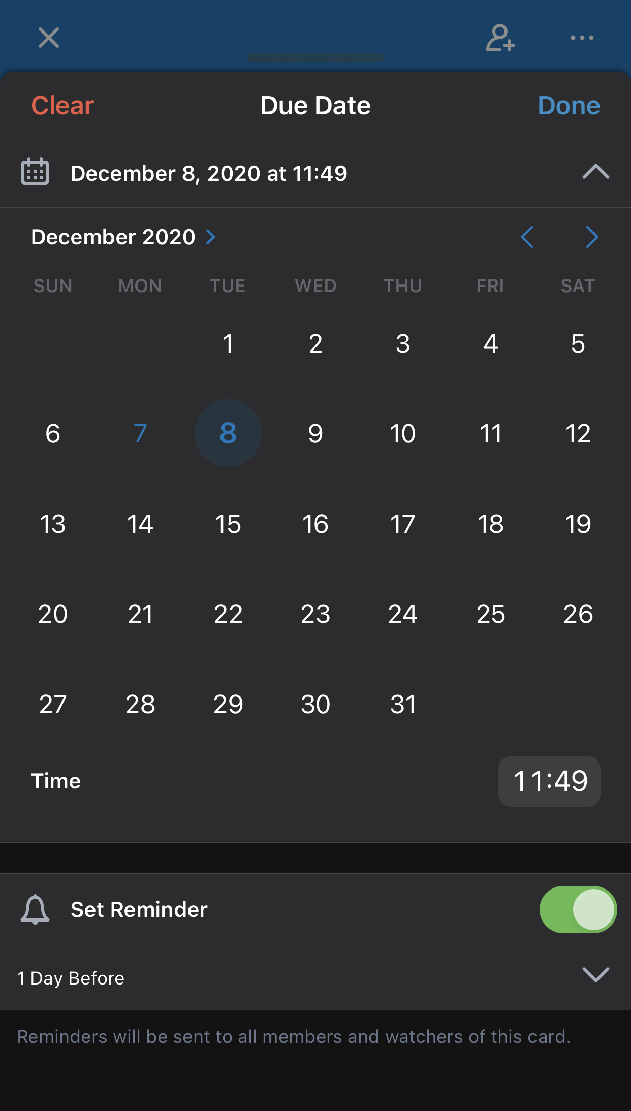 Mobile due dates IOS