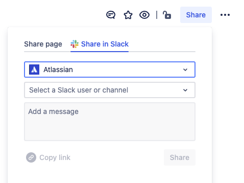 [共有] ウィンドウの [Slack で共有] タブ