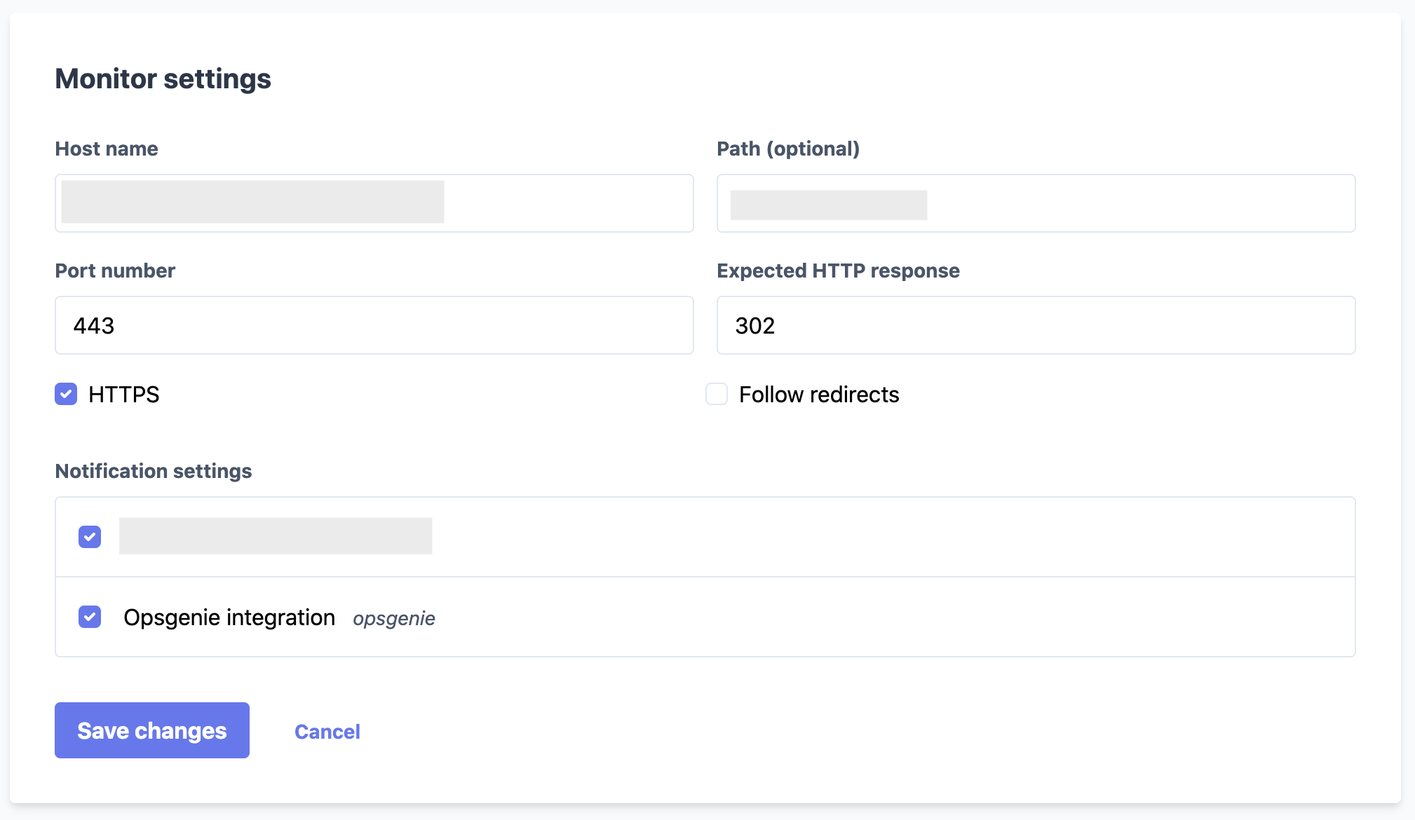 UptimeProject monitor settings