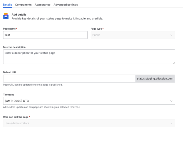 To add details of the status page 