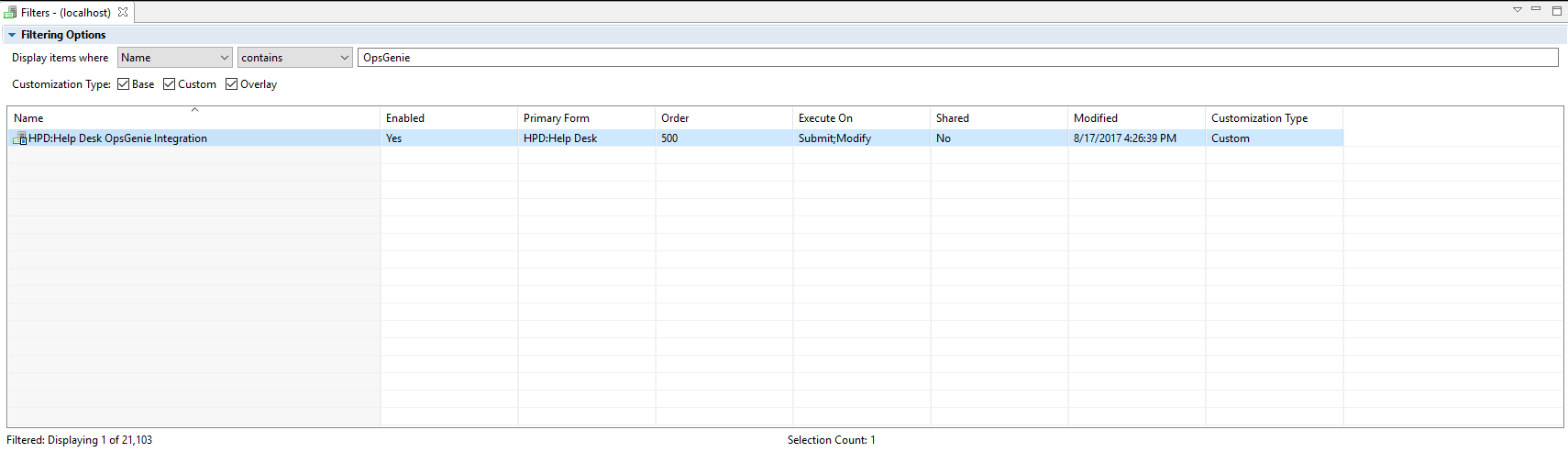 BMC Remedy filtering options