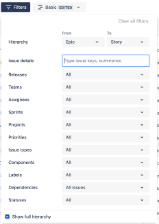 Filter issues on your timeline in Advanced Roadmaps for Jira Software Cloud