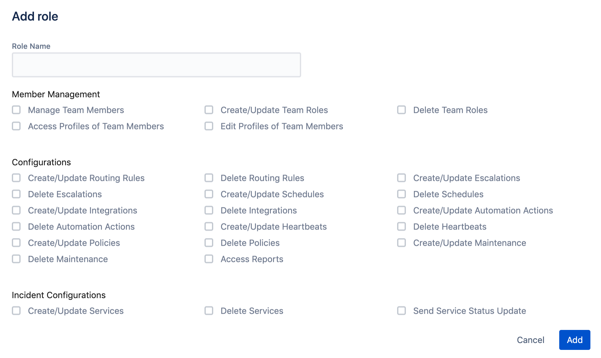 A screenshot showing the team roles page in Opsgenie.