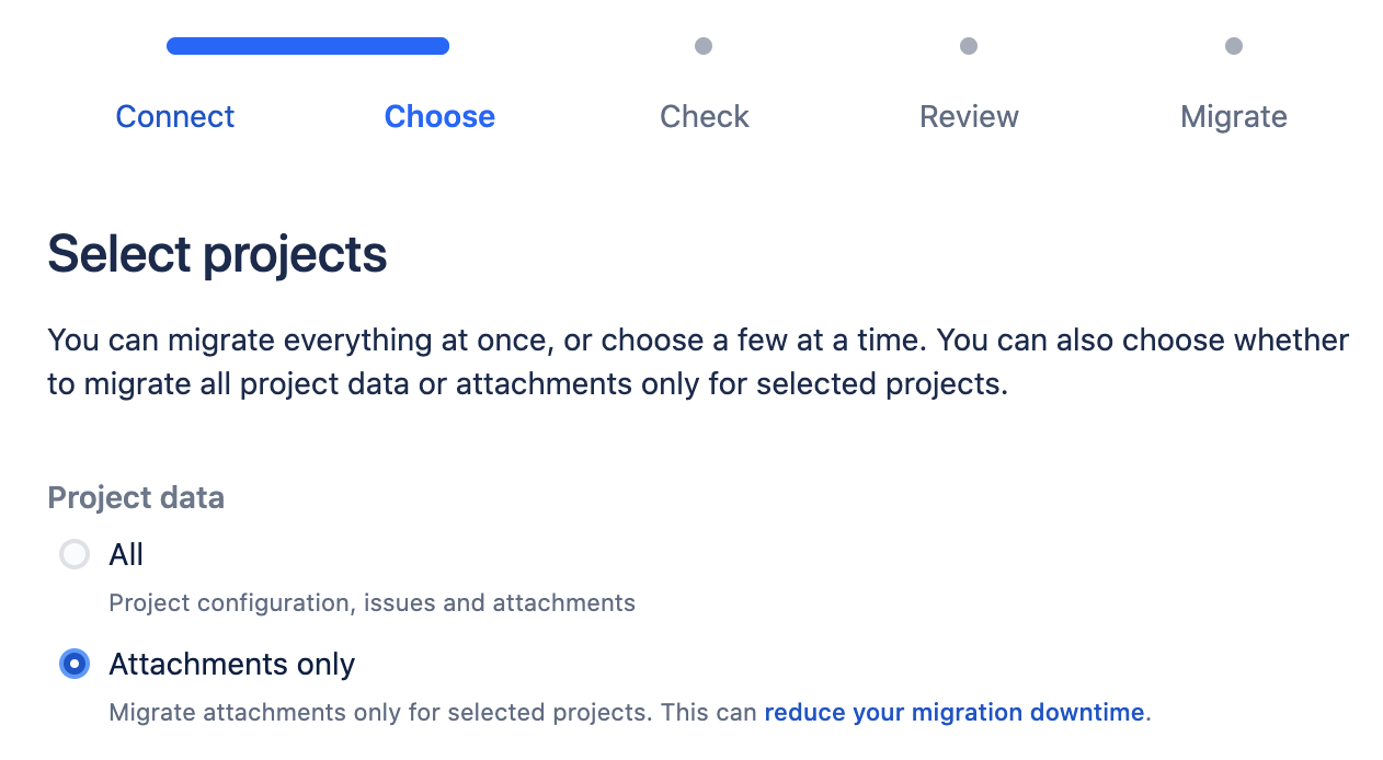 Attachments only for selected projects