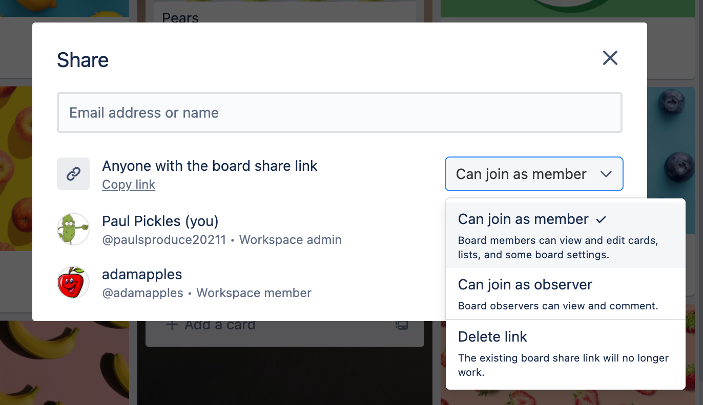 Sharing links to cards, boards, comments and actions, Trello