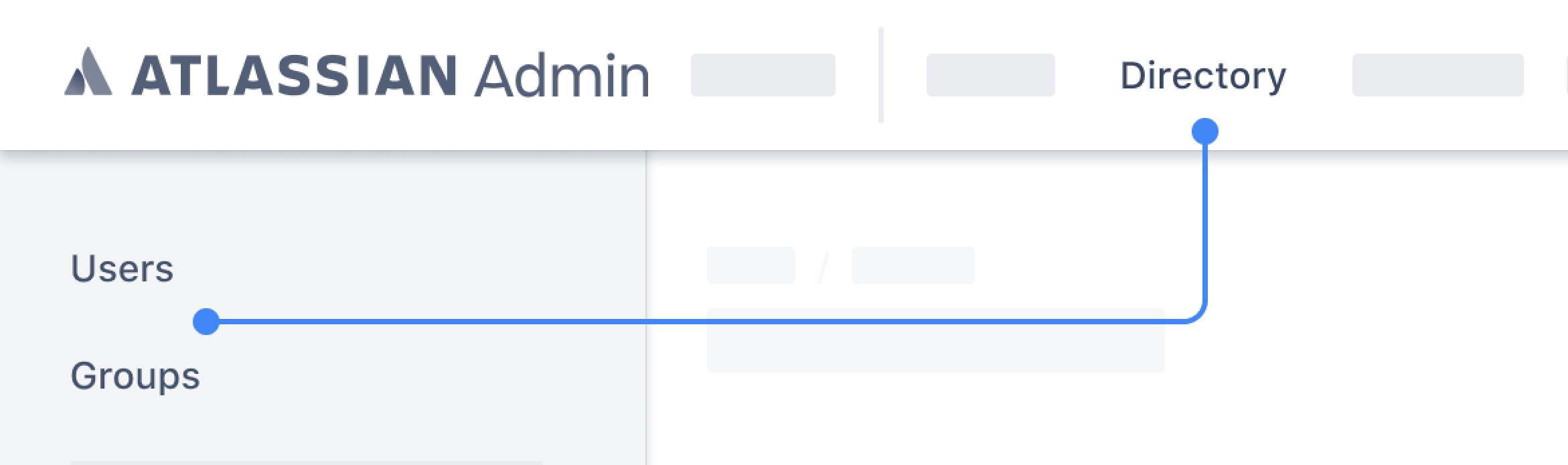 A diagram of an new admin.atlassian.com view that shows a new Directory tab instead of Users and Groups